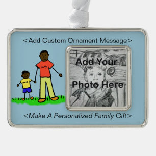 Father and Son Family Cute Drawing Custom Ornament