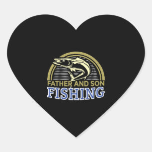 Father and son fishing father's day for lake sea heart sticker