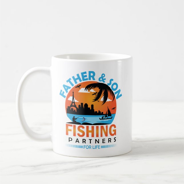 Father and Son Fishing Partners for Life Coffee Mug (Left)