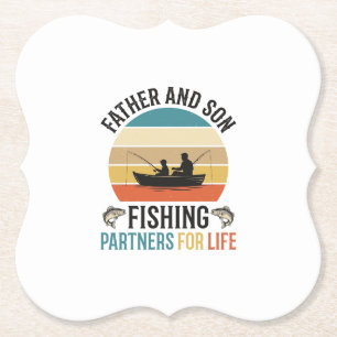 Father and Son Fishing Partners for Life Design_1 Paper Coaster