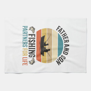 Father and Son Fishing Partners for Life Design_1 Tea Towel