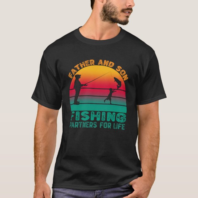 Father And Son Fishing Partners For Life Retro Fat T-Shirt (Front)