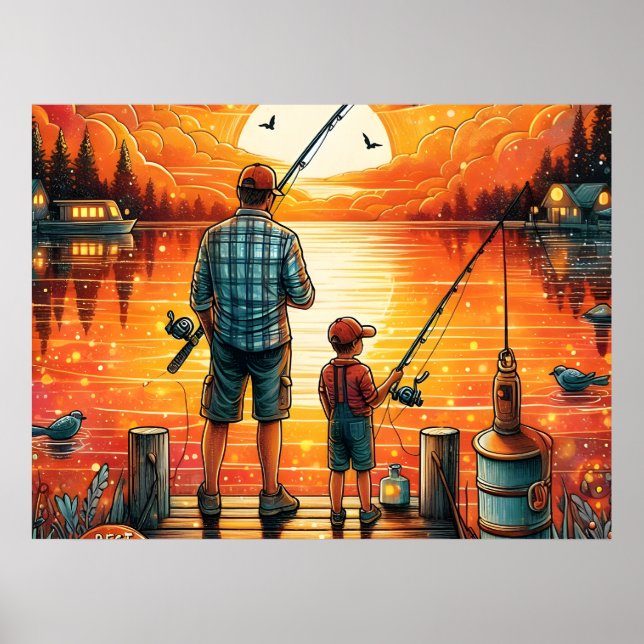 Father and Son Fishing Poster (Front)