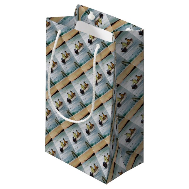 Father and son fishing trip small gift bag (Front Angled)