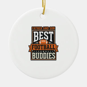 Father and Son Football Buddies Vintage Shirt Desi Ceramic Ornament