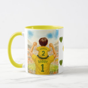 Father and Son Football Jersey Back View Mug