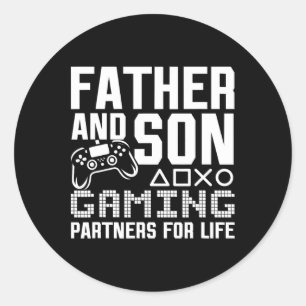 Father And Son Gaming Partners For Life Funny Game Classic Round Sticker