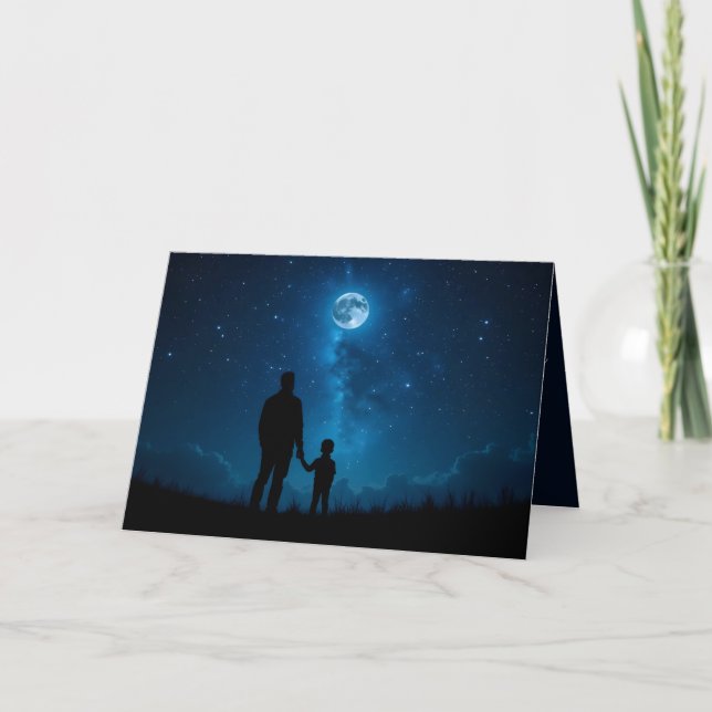 Father and Son Moonlit Night Father's Day  Note Card (Front)