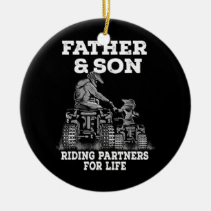 Father and Son Riding Partners For Life Father's Ceramic Ornament