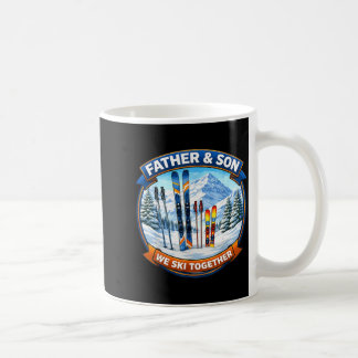 Father and son ski together skier skiing dad boy coffee mug