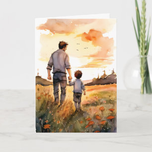 Father and Son Sunset Walk Father's Day Card