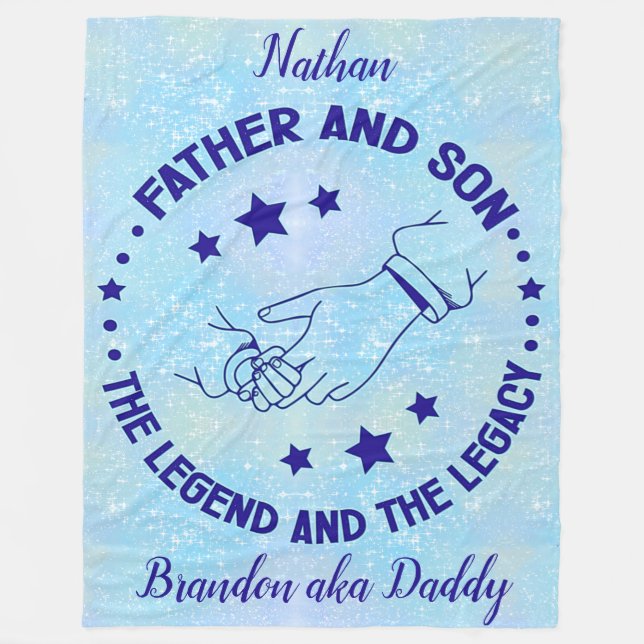 Father and Son The Legend and Legacy Personalised Fleece Blanket (Front)
