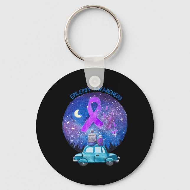 Father and Son Watching Star Epilepsy Awareness  Key Ring (Front)