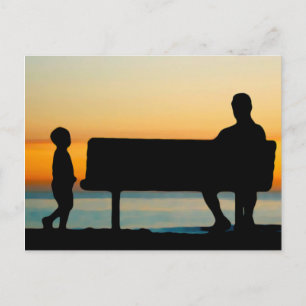 Father and Son watching sunset Postcard