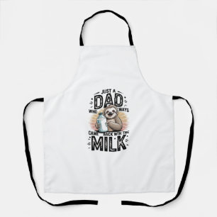 father and son with milk sloth graphic design-01 apron