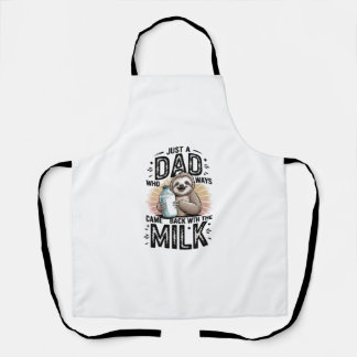 father and son with milk sloth graphic design-01 apron