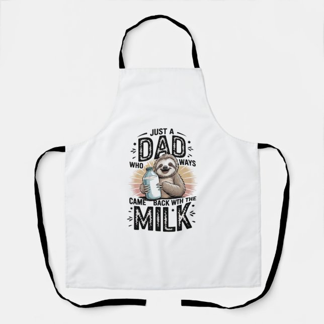 father and son with milk  sloth graphic design-01 apron (Front)