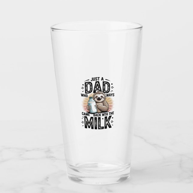 father and son with milk  sloth graphic design-01 glass (Front)