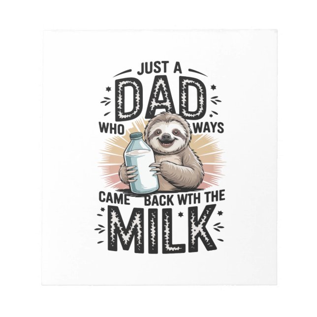 father and son with milk  sloth graphic design-01 notepad (Front)