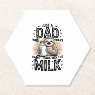 father and son with milk  sloth graphic design-01 paper coaster