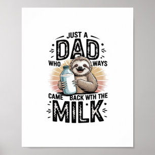father and son with milk  sloth graphic design-01 poster
