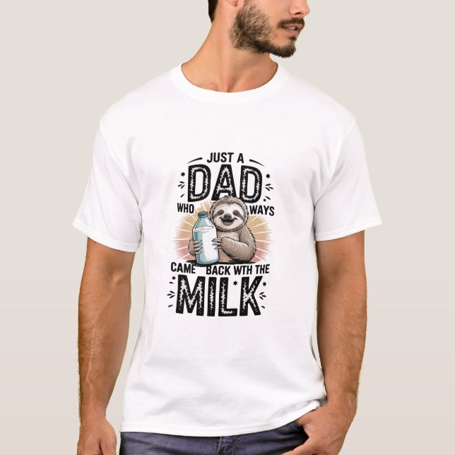 father and son with milk  sloth graphic design-01 T-Shirt (Front)