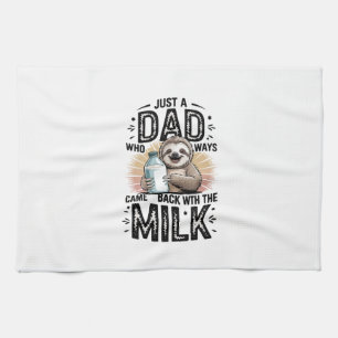 father and son with milk  sloth graphic design-01 tea towel