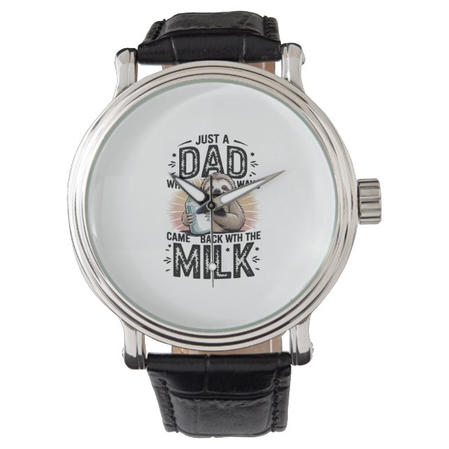 father and son with milk  sloth graphic design-01 watch (Front)