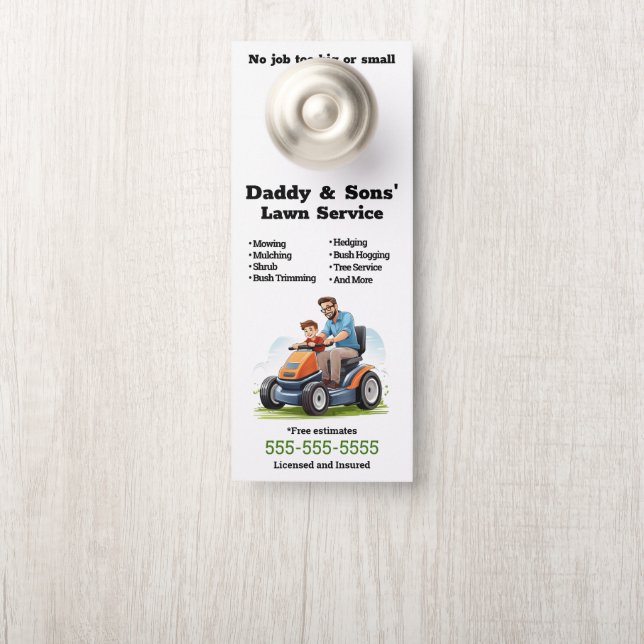 Father and song Lawn Service Door Hanger (On Knob)