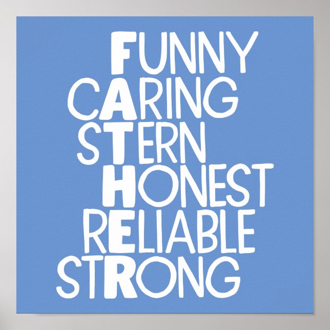 Father Attributes Crossword Art Poster (Front)