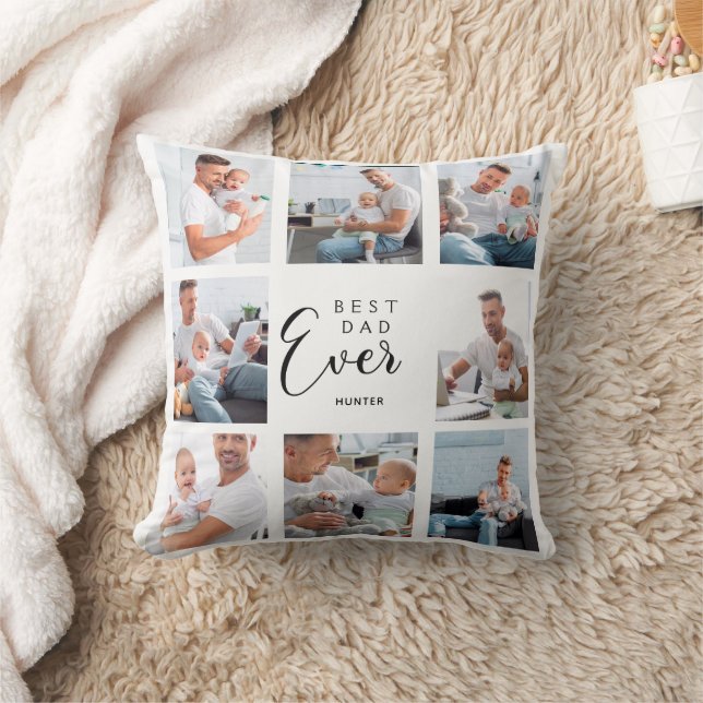 Father baby photo collage white son daughter cushion (Blanket)