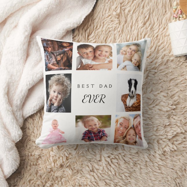 Father best dad ever white photo collage cushion (Blanket)