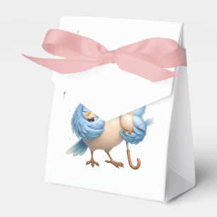 Father Bird Family Favour Box Pink Ribbon