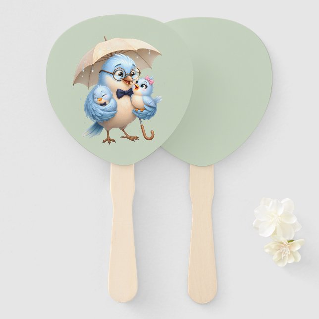 Father Bird Hand Fan Cute Gift (Front and Back)