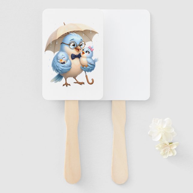 Father Bird Hand Fan Dad Gift (Front and Back)