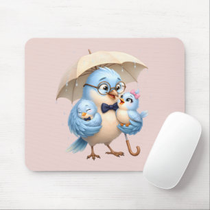 Father Bird Mouse Pad Cute Family Design