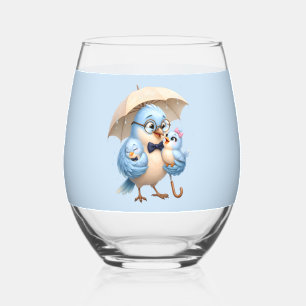 Father Bird Stemless Wine Glass Family Gift