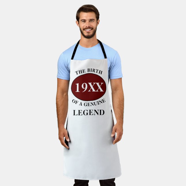 Father Birthday Legend Any Year Name Red Black Apron (Worn)