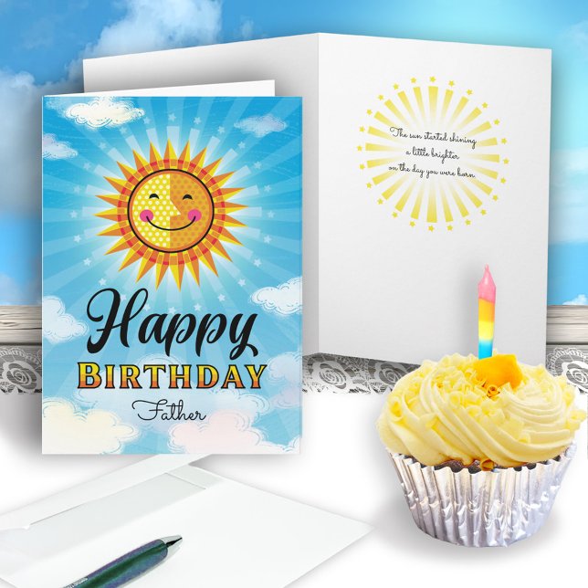 Father Birthday Yellow Smiling Sun Card (Creator Uploaded)