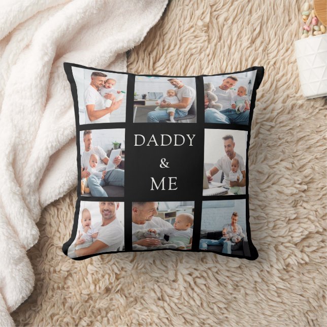 Father black photo collage baby child cushion (Blanket)