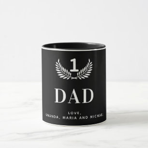 Father black white name mug