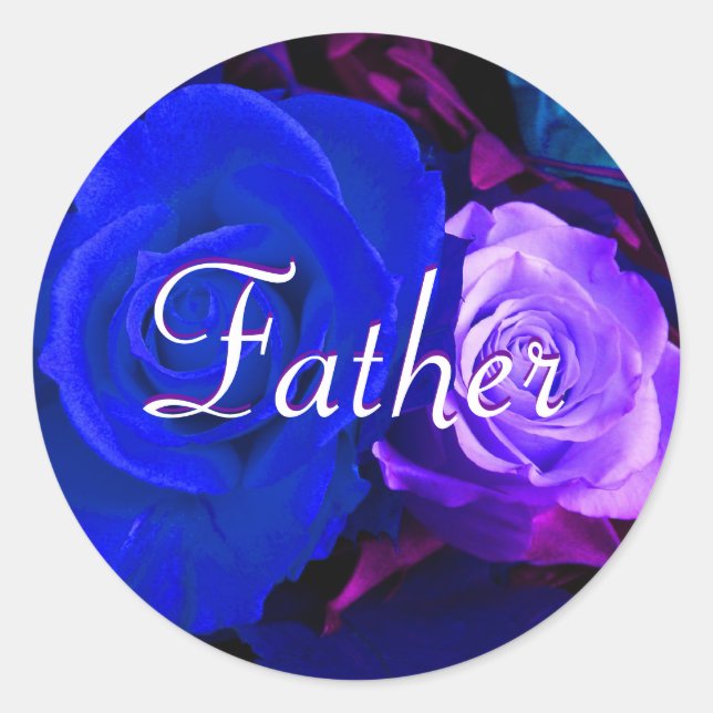 Father Blue Purple Rose Sticker (Front)