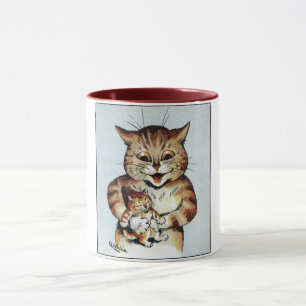 Father Cat Holding a Kitten, Louis Wain Mug
