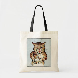 Father Cat Holding a Kitten, Louis Wain Tote Bag