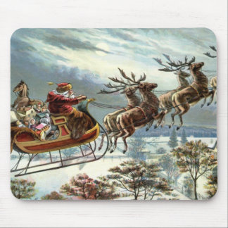Father Christmas and his reindeer Mouse Pad