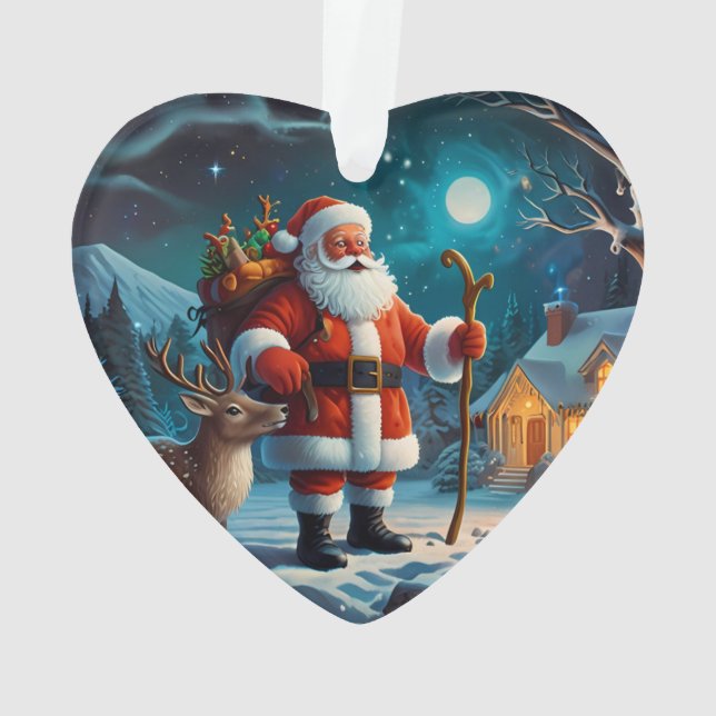 Father Christmas and Reindeer Wonderland Christmas Ornament (Back)
