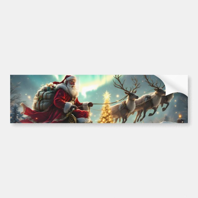 Father Christmas Arriving Bumper Sticker (Front)