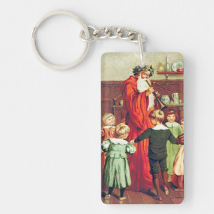 Father Christmas Blowing The Horn Key Ring