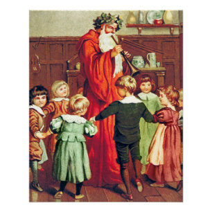 Father Christmas Blowing The Horn Poster