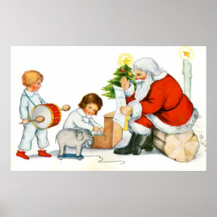 Father Christmas, children and toys Poster